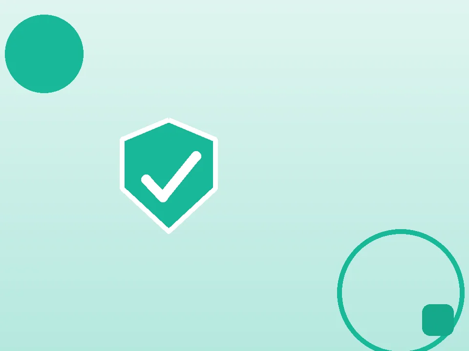 Ícone de escudo com visto de confirmação, sobre fundo em tons de verde-turquesa, marca visual da categoria sem anúncios.