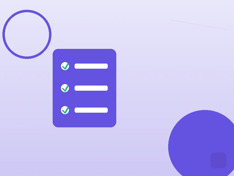 Ícone de uma lista de verificação, sobre fundo em tons de roxo, marca visual da página de metodologia.